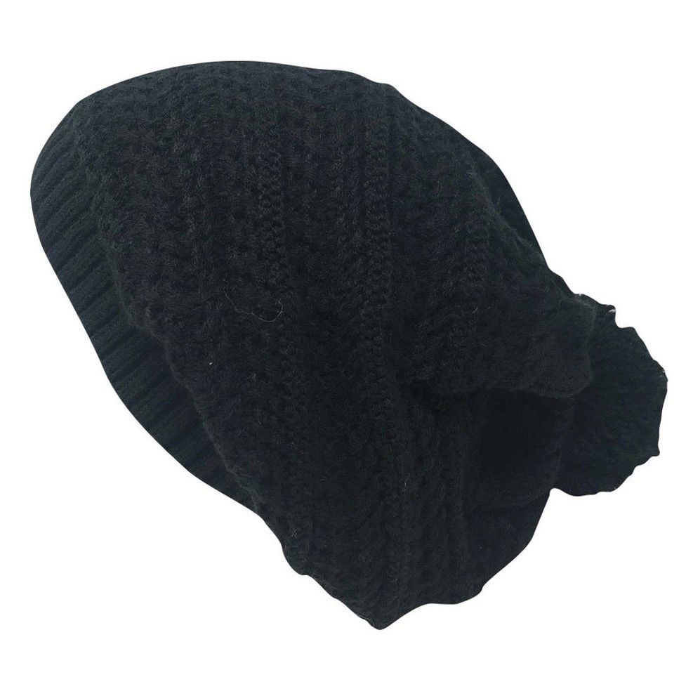 Casaba Warm Beanies French Beret Braided Knit with Pom Hats Caps for Women-Black-