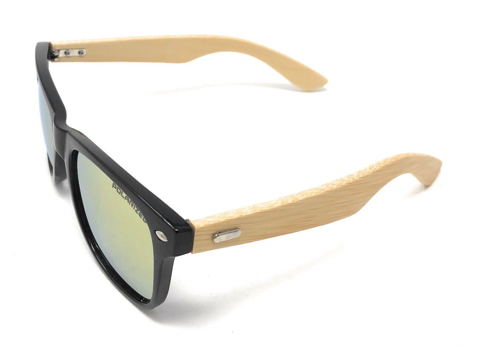 Classic Polarized Sunglasses Club Aviator Bamboo Sports Mirror Men's Women's-Black (lens) Black (frame)-