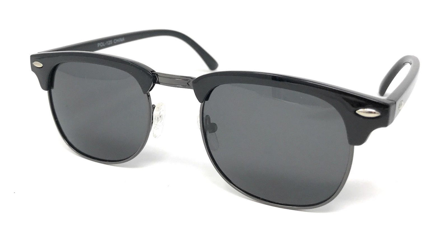 Classic Polarized Sunglasses Club Aviator Bamboo Sports Mirror Men's Women's-Black (lens) Black (frame)-