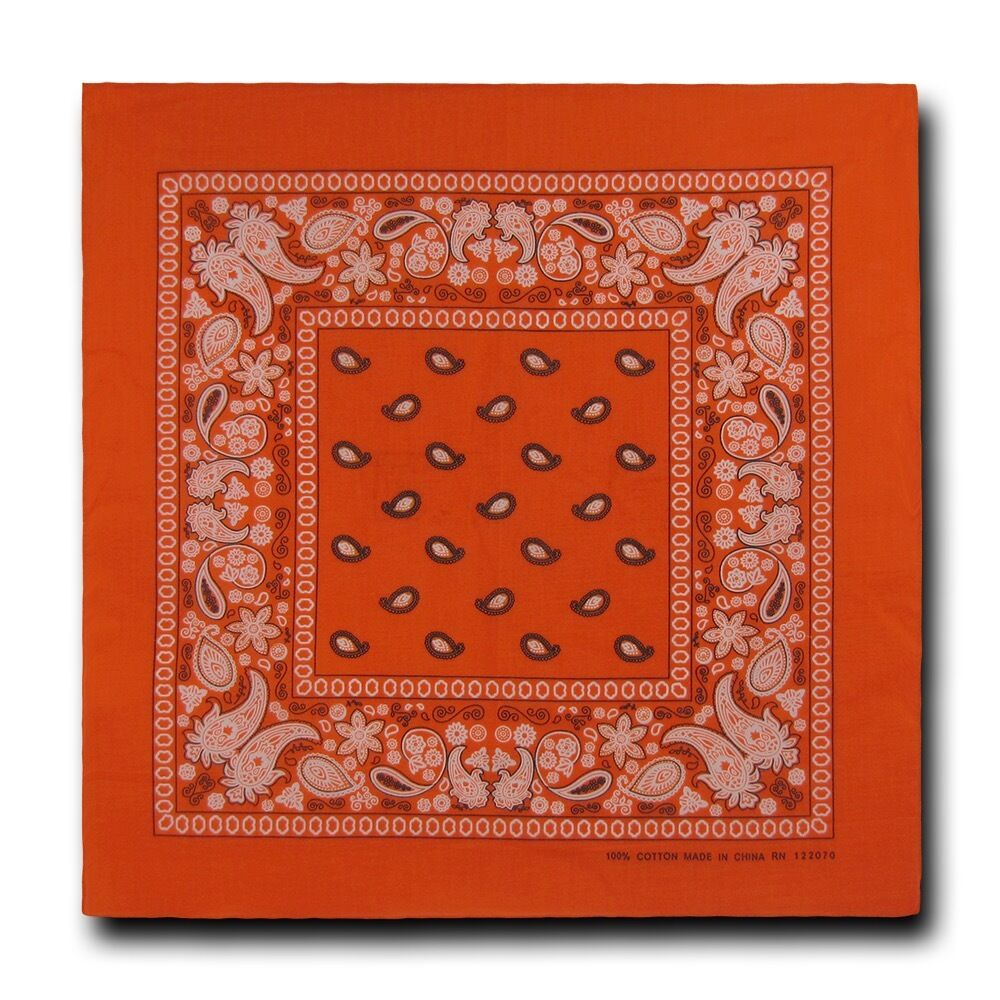1 Dozen Pack Printed Bandanas 100% Cotton Cloth Scarf Wrap Face Mask Cover-Orange-