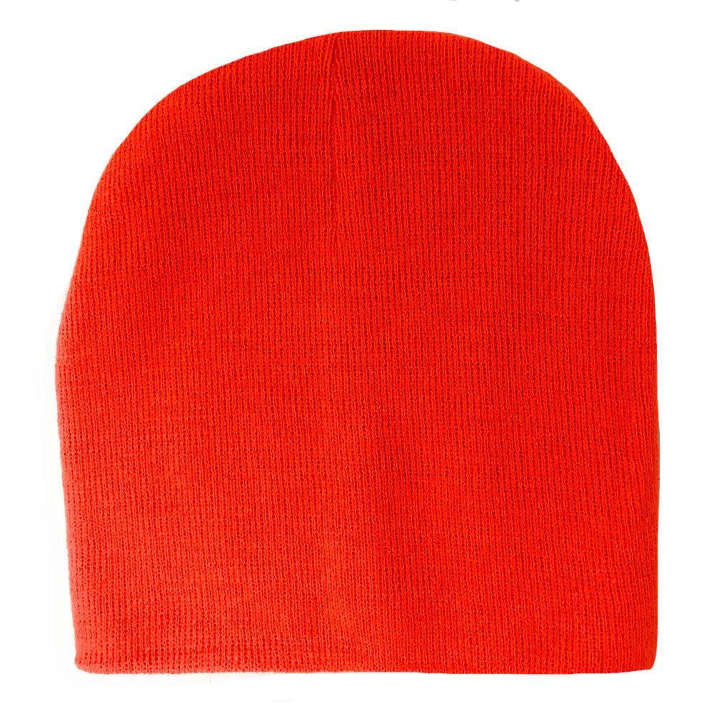 Warm Winter Hat Beanies Long Cuffed Short Uncuffed Solid Colors Camouflage Camo-Black- Uncuffed-