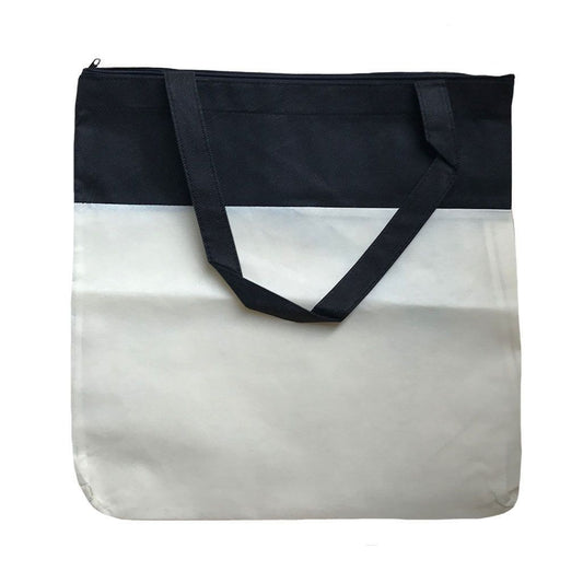 Large Reusable Grocery Shopping Totes Bags with Zipper Travel Sports Gym 16x15-Natural/Black-