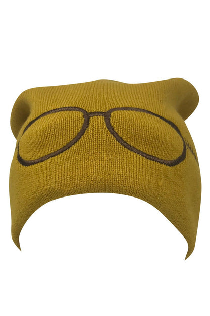 Casaba Warm Winter Beanies Glasses Embroidery Toboggans Caps Hats for Men Women-Black-