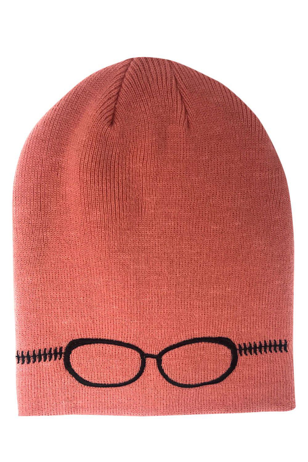Casaba Warm Winter Beanies Glasses Embroidery Toboggans Caps Hats for Men Women-Black-