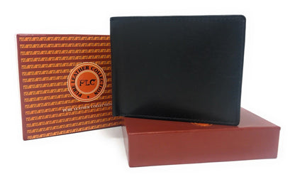 Casaba Genuine Leather Bifold Wallets Cash Slots ID Coin Key Pocket Mens Womens-Black (Double ID)-