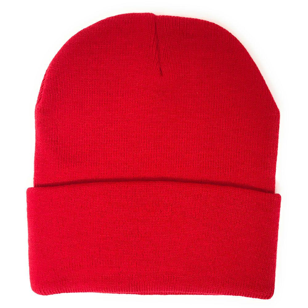 Warm Winter Hat Beanies Long Cuffed Short Uncuffed Solid Colors Camouflage Camo-Red- Cuffed-