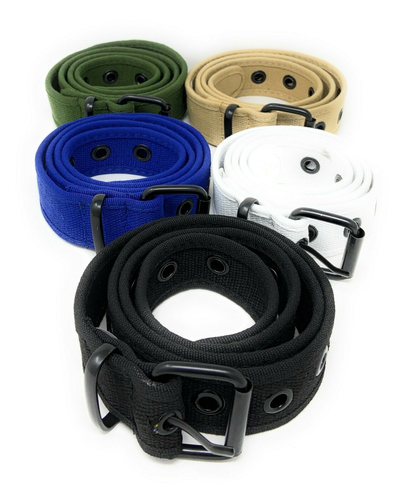 Casaba Canvas Belts Stylish 1 Hole Grommet Fabric Military Mens Women Unisex-Black-Small (30"- 32")-