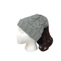 Casaba Womens Ponytail Hair Bun Hole Cuffed Beanie Toboggan Cap Hat Warm Knitted-Gray-