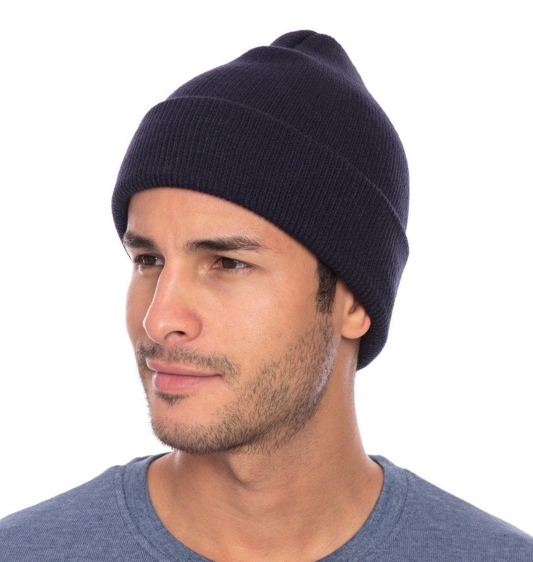 1 Dozen Casaba Warm Winter Beanies Hats Caps Men Women Toboggan Cuffed Knit Ski-Black-