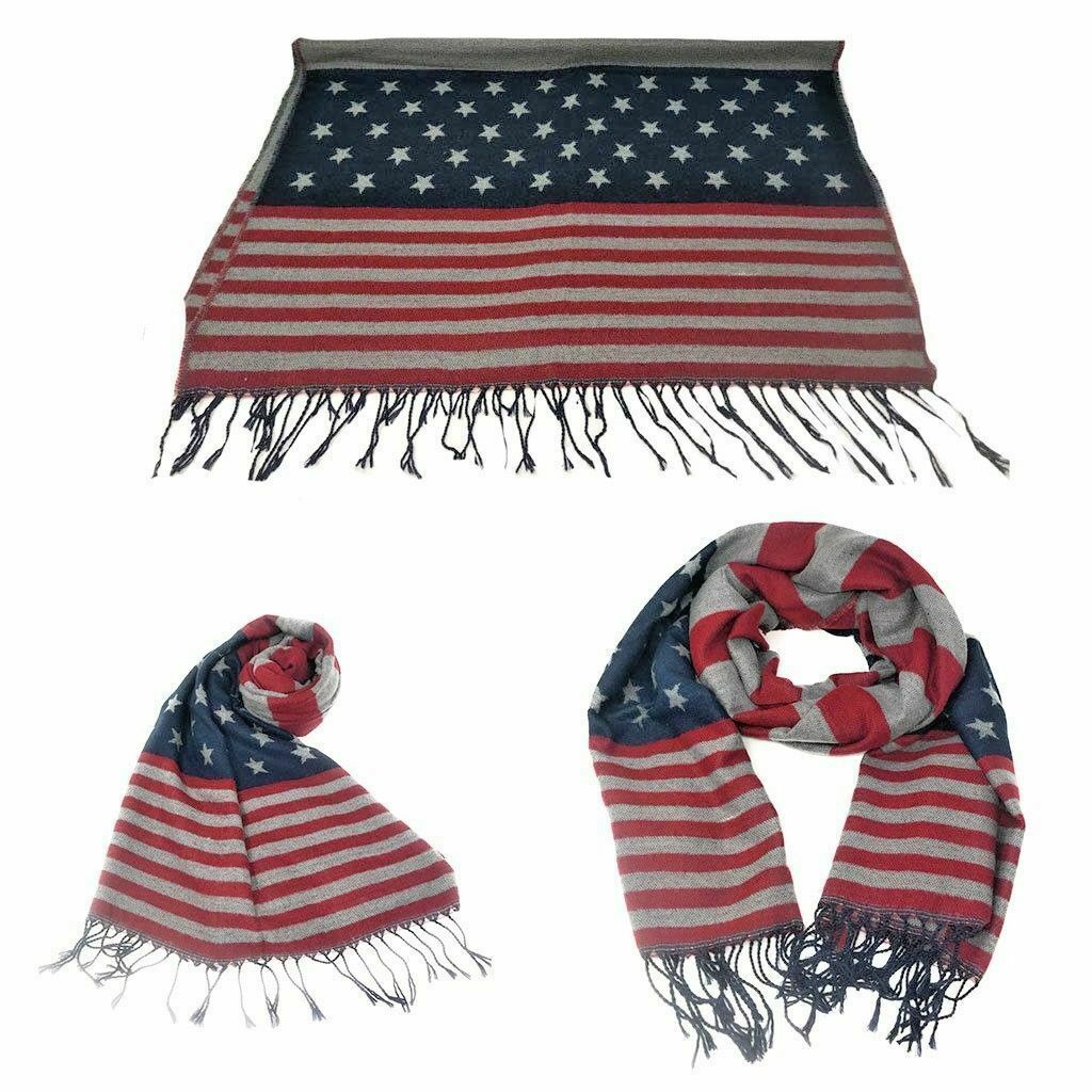 Patriotic USA American Flag Red White Blanket Scarf Scarves Shawl Wrap Unisex-