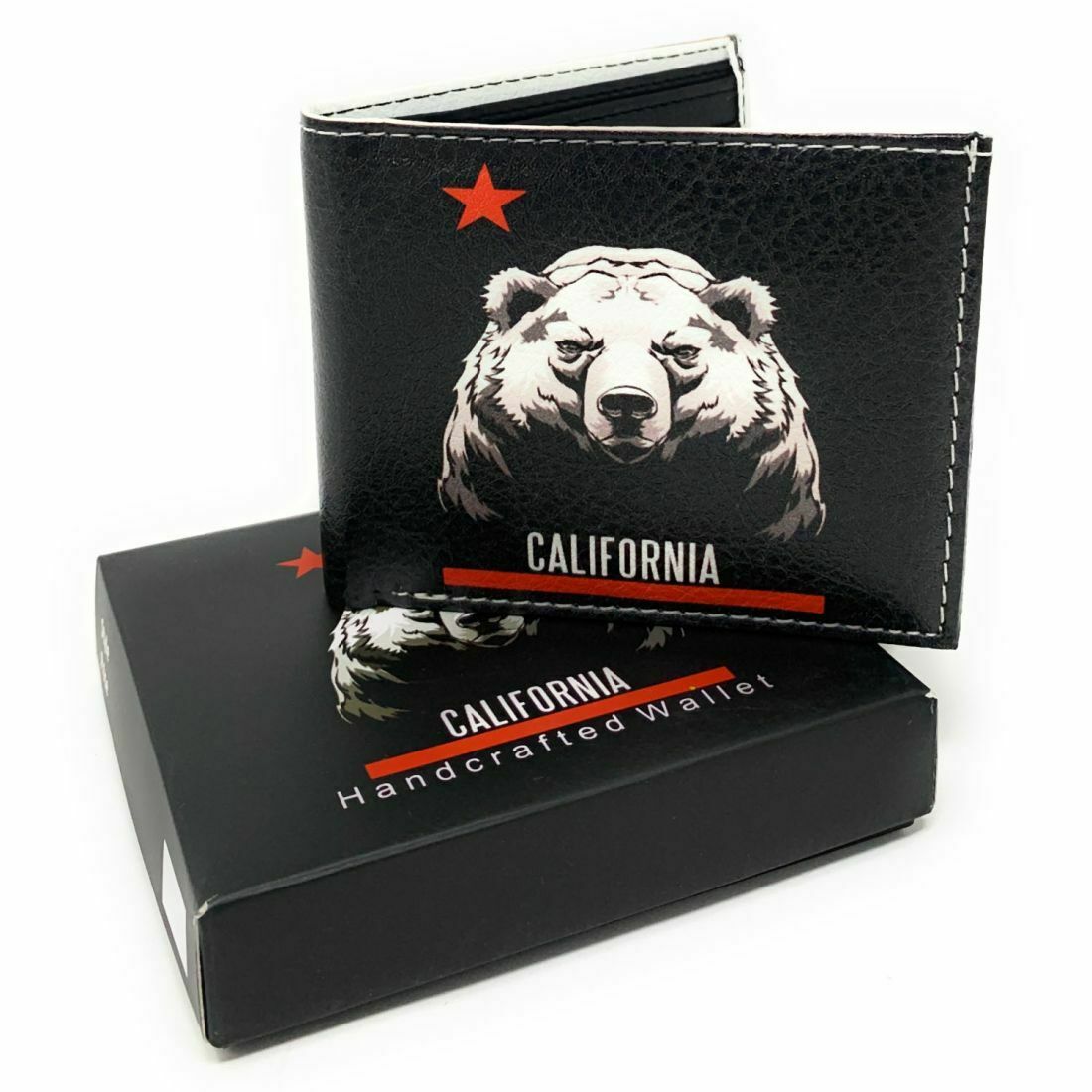 California Cali Bear Bifold Wallets In Gift Box Mens Womens Kids-Star-