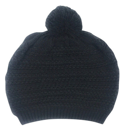 Casaba Warm Beanies French Beret Braided Knit with Pom Hats Caps for Women-Black-