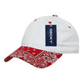 Decky Trendy Paisley Bandanna Polo 6 Panel Baseball Snapbacks Hats Caps Unisex-White/Red-