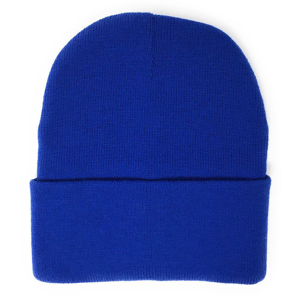 Warm Winter Hat Beanies Long Cuffed Short Uncuffed Solid Colors Camouflage Camo-Black- Uncuffed-