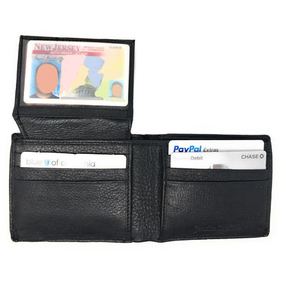Casaba Genuine Leather Bifold Wallets Cash Slots ID Coin Key Pocket Mens Womens-Black (Double ID)-