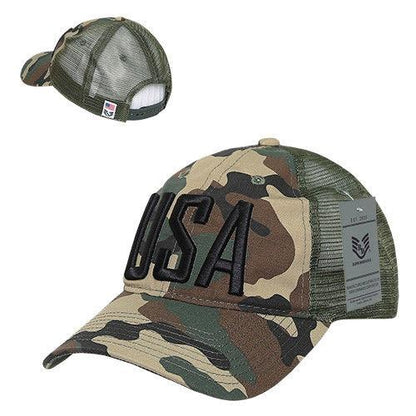 Rapid Dominance USA American Flag Text Ripstop 6 Panel Trucker Dad Caps Hats-USA-NAVY-
