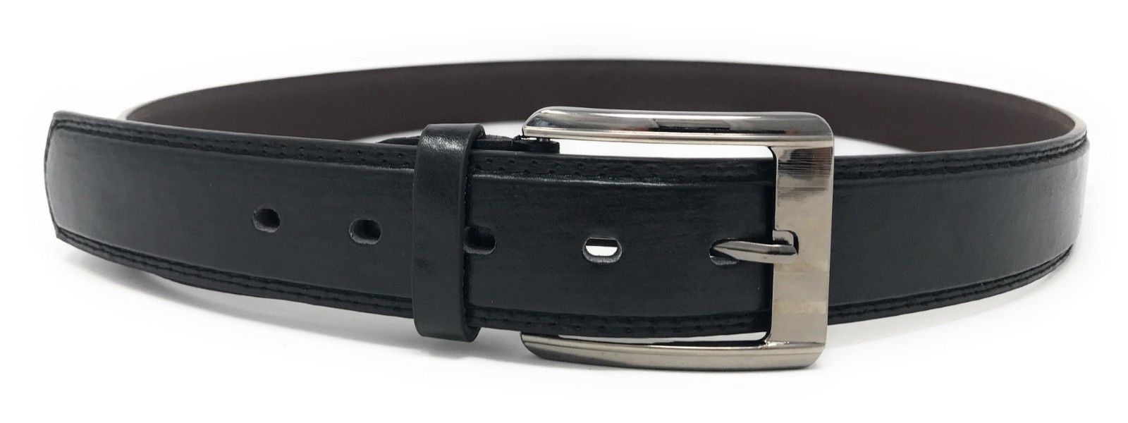 Casaba Italian Style Genuine Leather Mens Waist Buckle Belts 1.5 Inch Width-Black-Small (30"-32")-