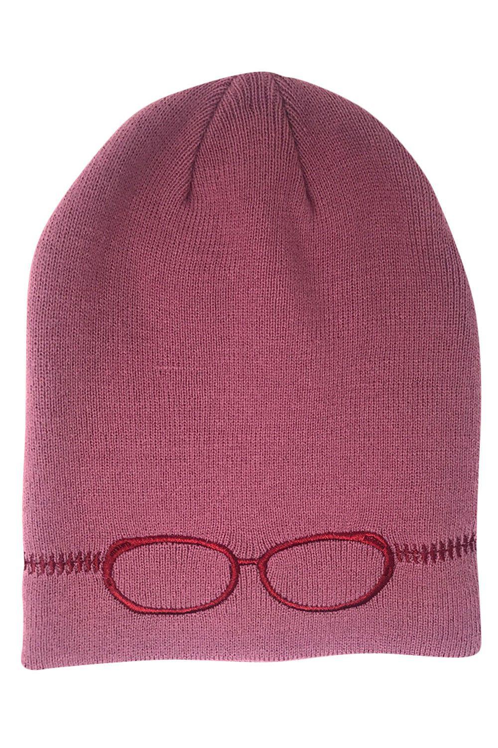 Casaba Warm Winter Beanies Glasses Embroidery Toboggans Caps Hats for Men Women-Black-