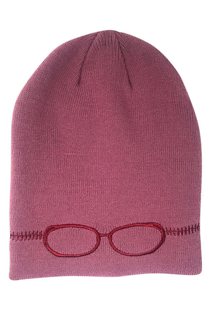 Casaba Warm Winter Beanies Glasses Embroidery Toboggans Caps Hats for Men Women-Black-