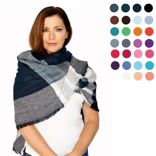 Casaba Womens Winter Scarves Scarf Wraps Shawls Plaid Style Great Gifts-Black-White Stripes-