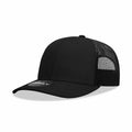 Decky 6021 Mid Prof 6Panel Poly/Cot Trucker Hats Caps Series One Solids-Black-