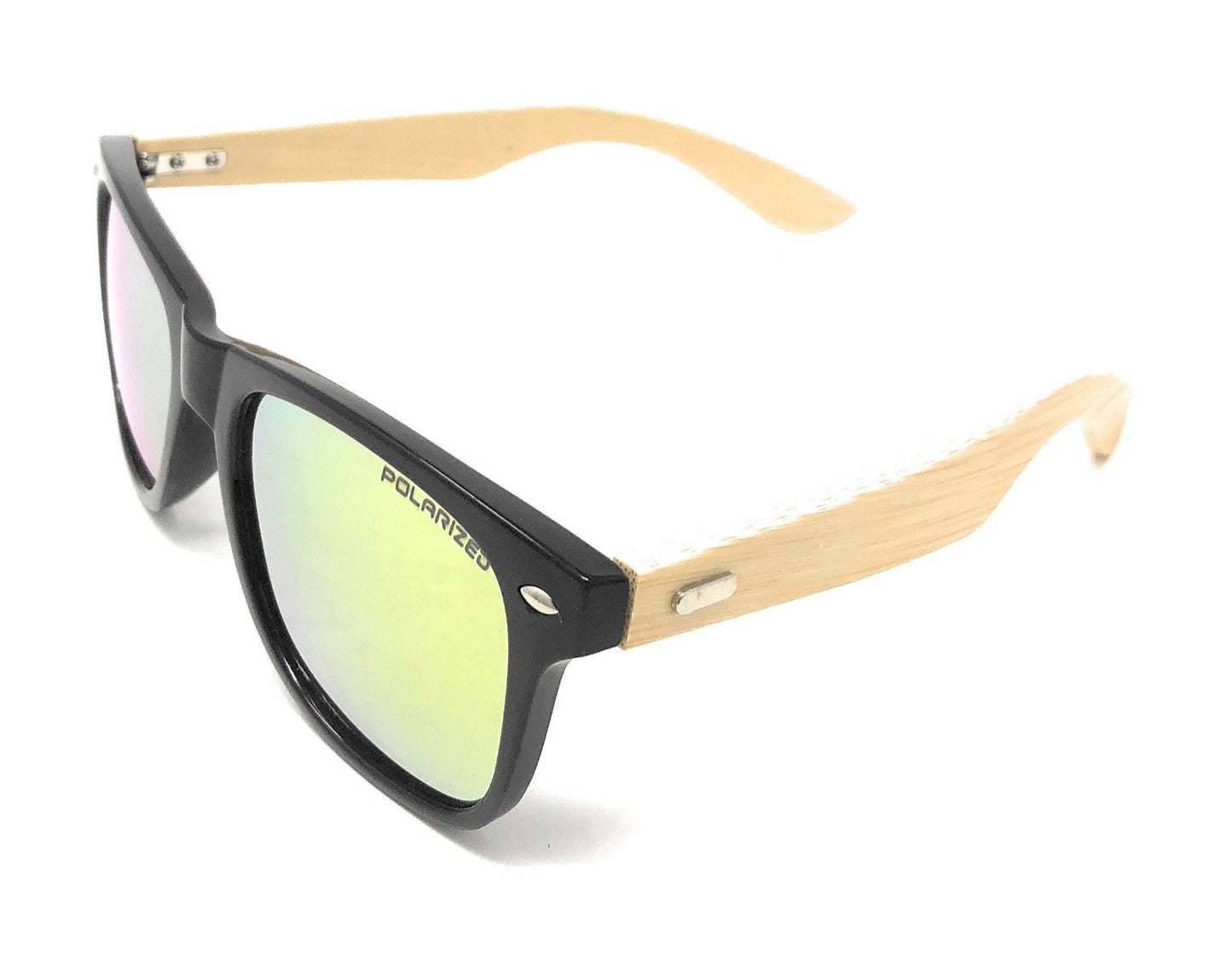 Classic Polarized Sunglasses Club Aviator Bamboo Sports Mirror Men's Women's-Black (lens) Black (frame)-