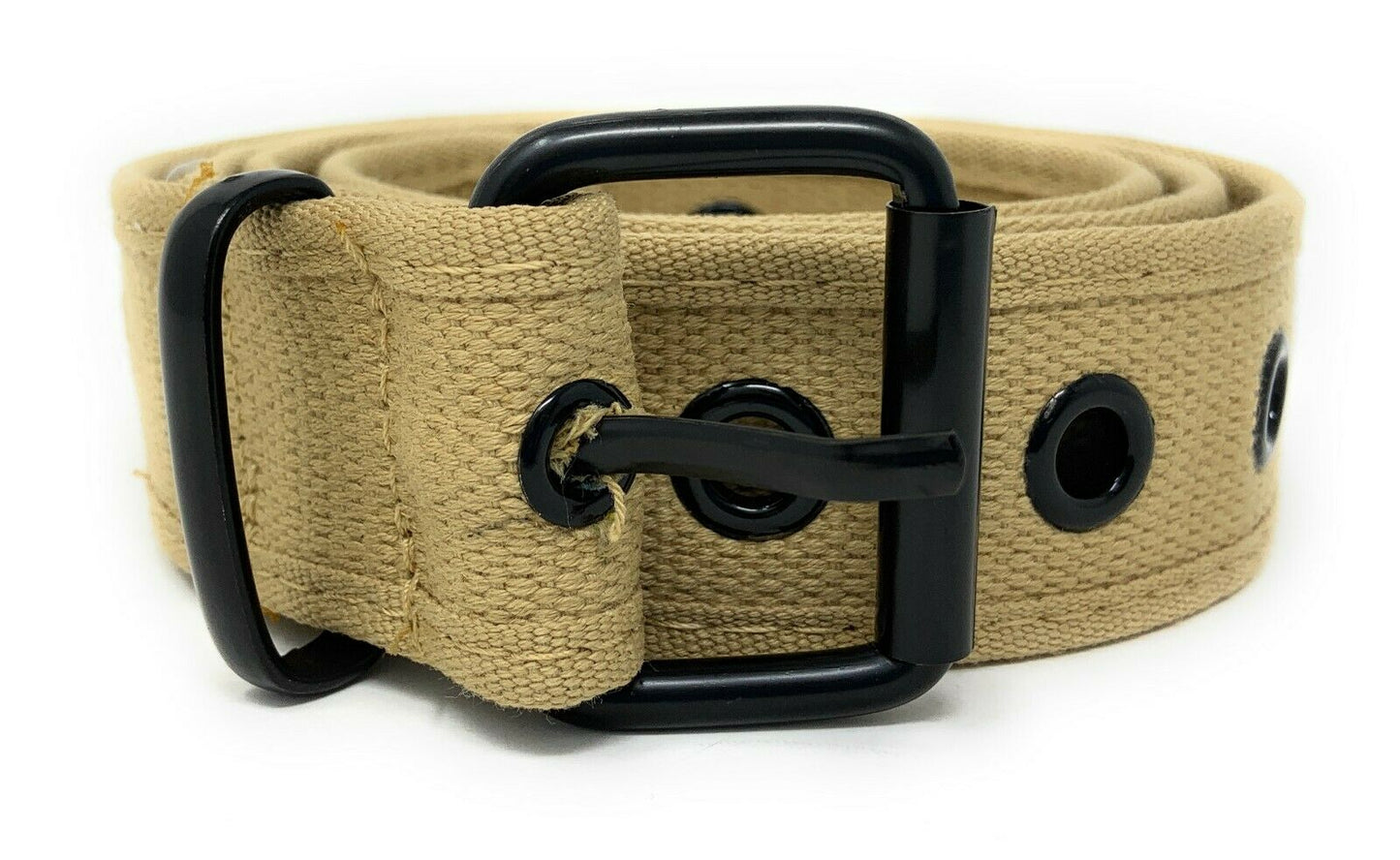 Casaba Canvas Belts Stylish 1 Hole Grommet Fabric Military Mens Women Unisex-Khakhi-Small (30"- 32")-