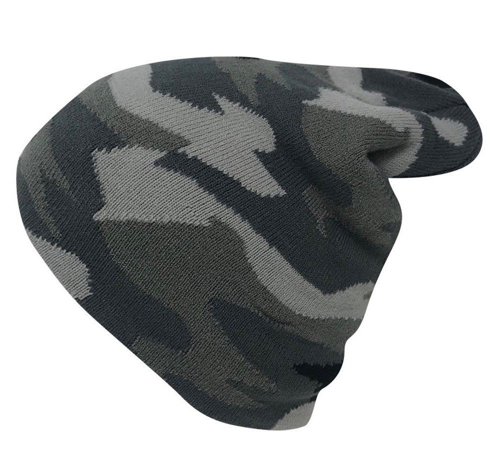 Casaba Double Layer Winter Beanies Camouflage Toboggan Caps Hats Men Women-Green-