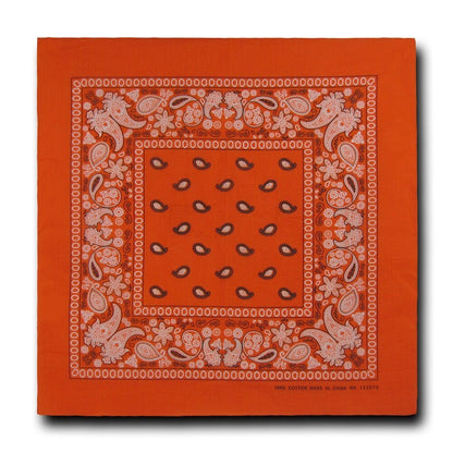 Bandanas 100% Cotton Double-Sided Printed Paisley Cloth Scarf Wrap Face Mask Cover-Orange-