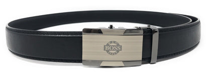 Leather Mens Ratchet Belt Sliding Adjustable Automatic Buckle Cut to Size-Black Diamond-