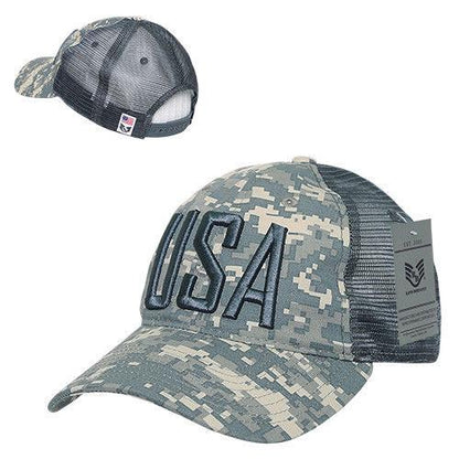 Rapid Dominance USA American Flag Text Ripstop 6 Panel Trucker Dad Caps Hats-USA-NAVY-