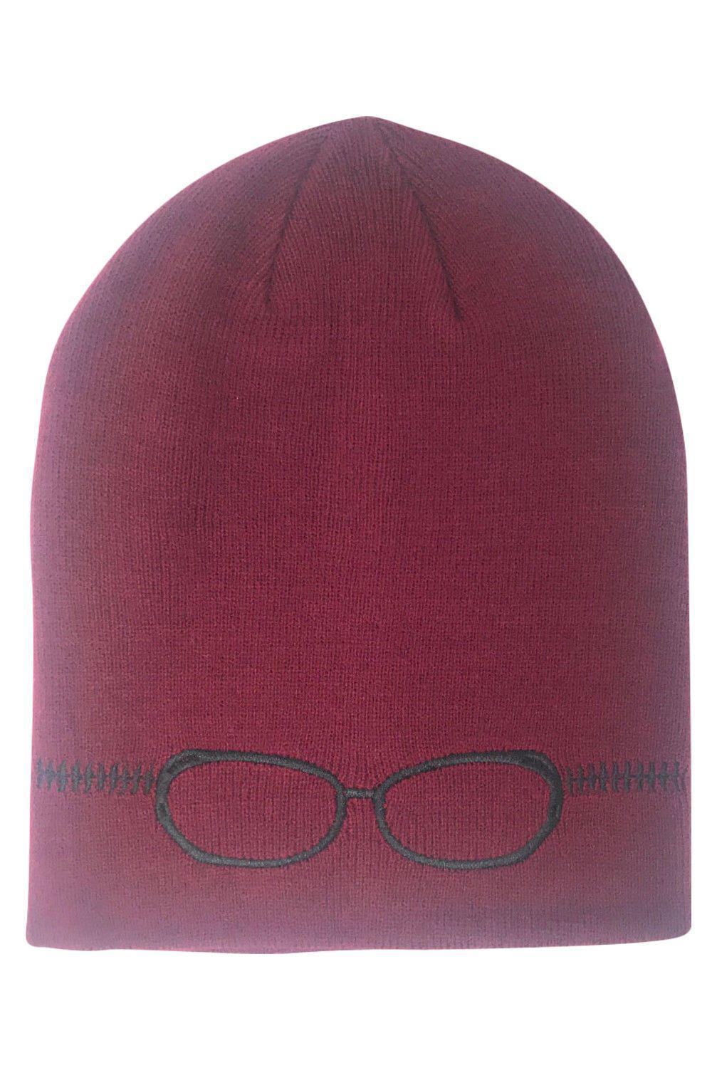 Casaba Warm Winter Beanies Glasses Embroidery Toboggans Caps Hats for Men Women-Black-