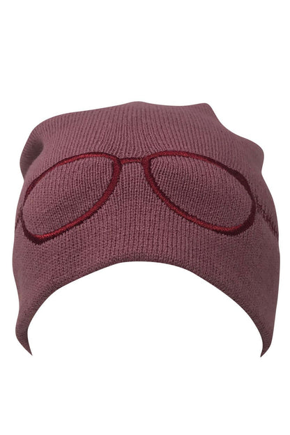 Casaba Warm Winter Beanies Glasses Embroidery Toboggans Caps Hats for Men Women-Black-