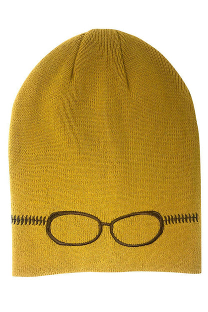 Casaba Warm Winter Beanies Glasses Embroidery Toboggans Caps Hats for Men Women-Black-