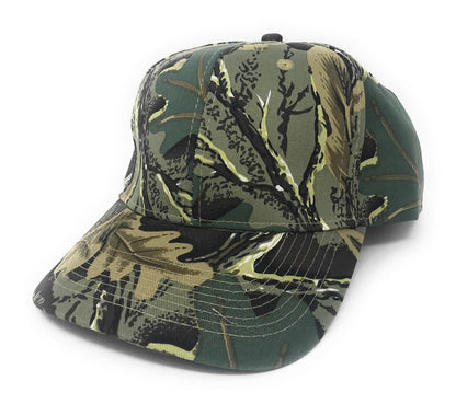 Cotton Twill Camo Camouflage 6 Panel Hunting Fishing Baseball Snapback Hats Caps-Green Tree Camo-