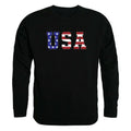 RAPDOM Tactical USA Flag Text Crewneck Fleece Sweatshirts-Small-Black-