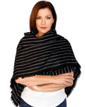 Casaba Womens Warm Winter Scarves Scarf Wraps Shawls Blankets Triangle Plaid-Black-White Stripes-