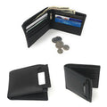Casaba Genuine Leather Bifold Wallets Cash Slots ID Coin Key Pocket Mens Womens-Black (Outer Card ID Case)-
