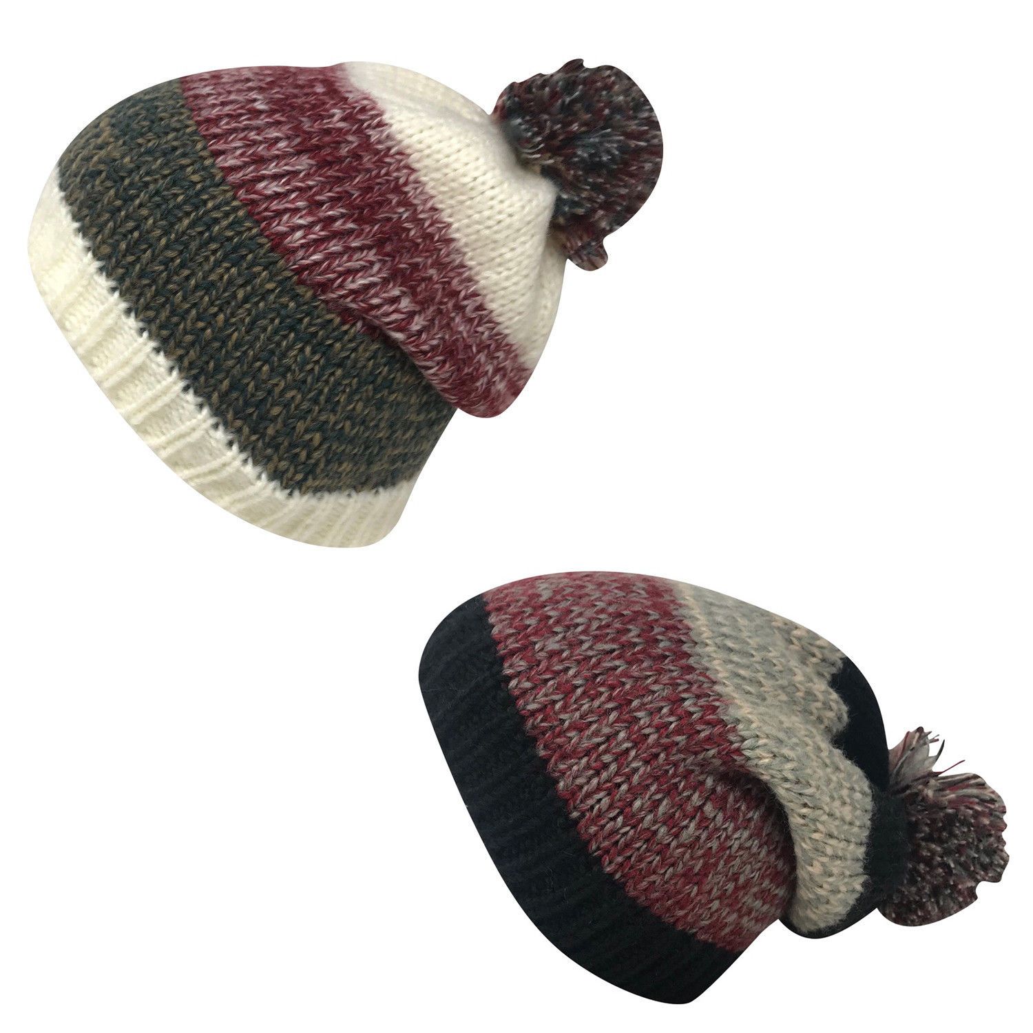 Casaba Festive Warm Winter Beanies Toboggan Pom for Men Women Thick Caps Hats-Black-