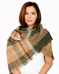 Casaba Womens Warm Winter Scarves Scarf Wraps Shawls Blankets Triangle Plaid-Peach-Rustic-Stripes-