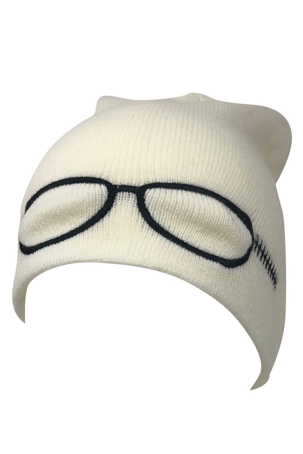 Casaba Warm Winter Beanies Glasses Embroidery Toboggans Caps Hats for Men Women-Black-