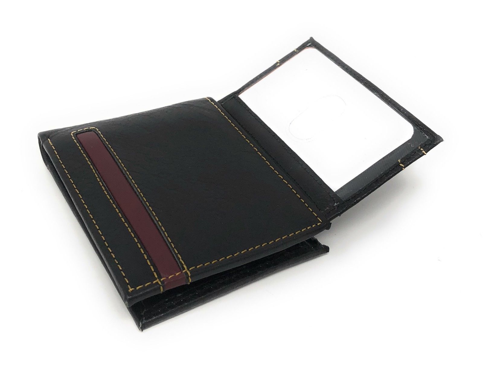 Casaba Genuine Leather Bifold Wallets Cash Slots ID Coin Key Pocket Mens Womens-Black (Double ID)-