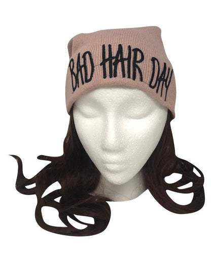 Casaba Warm Winter Beanies Bad Hair Day Embroidery Toboggan Caps Hats Men Women-Black-
