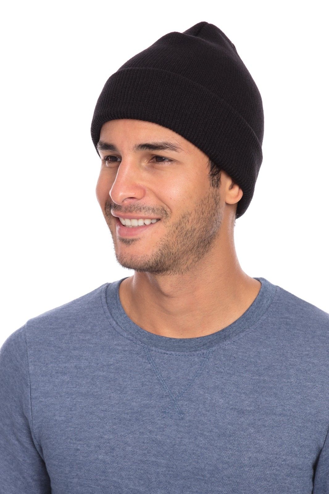 Casaba Warm Winter Beanies Hat Cap for Men Women Toboggan Cuffed Knit Slouch-Black-