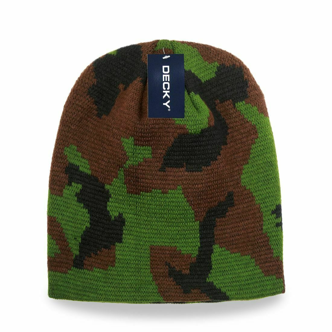Decky Camo Short Beanies Cuffed For Everyday Wear-Woodland-