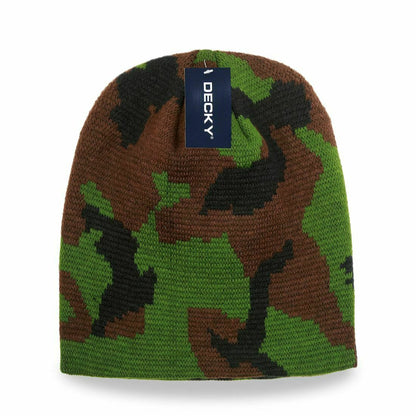 Decky Camo Short Beanies Cuffed For Everyday Wear-Woodland-