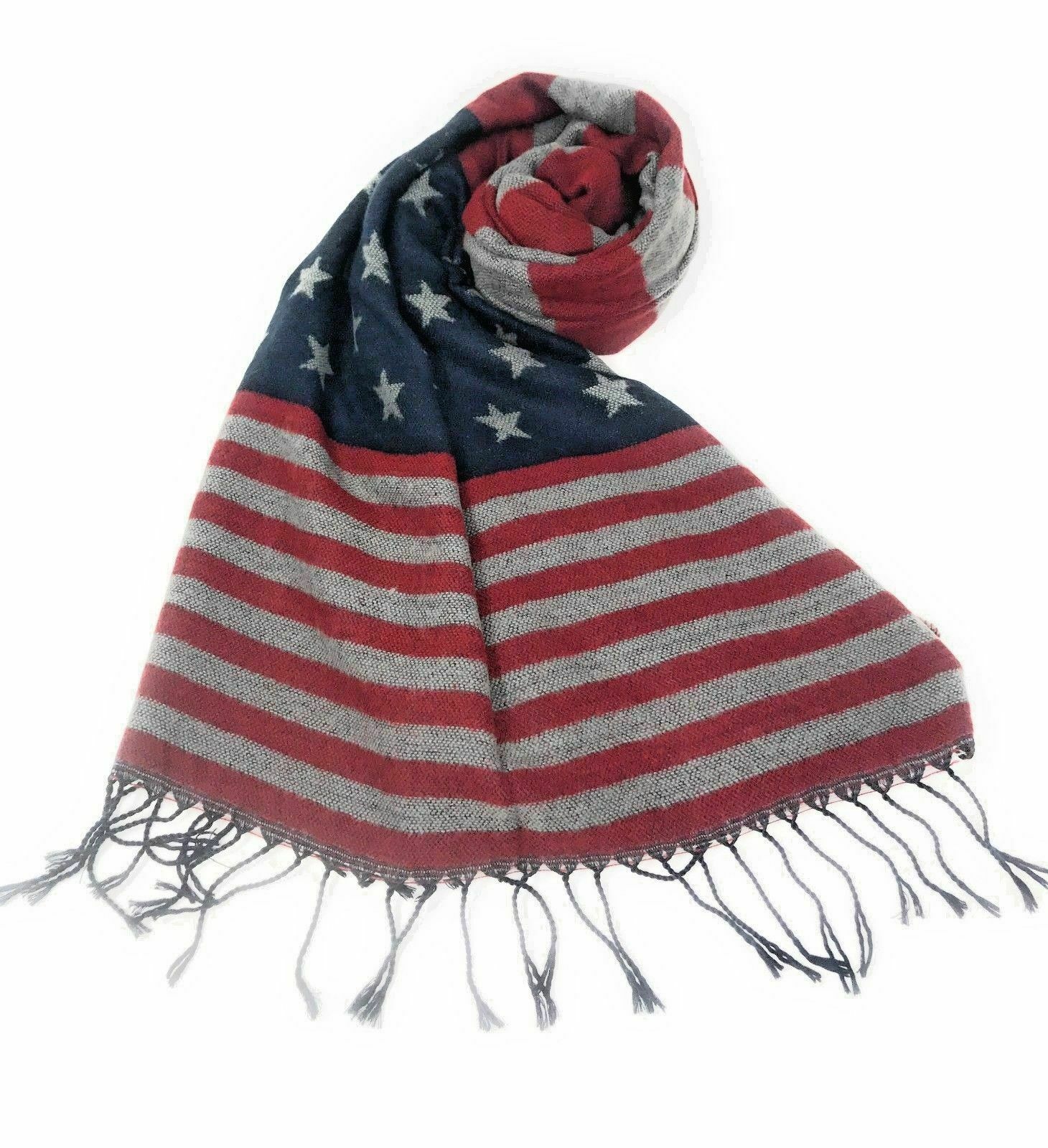 Patriotic USA American Flag Red White Blanket Scarf Scarves Shawl Wrap Unisex-