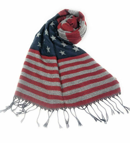Patriotic USA American Flag Red White Blanket Scarf Scarves Shawl Wrap Unisex-
