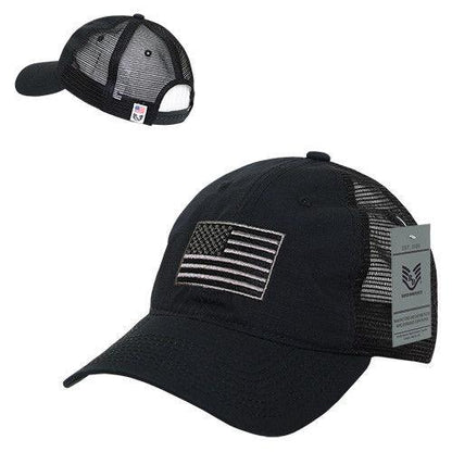 Rapid Dominance USA American Flag Text Ripstop 6 Panel Trucker Dad Caps Hats-USA-NAVY-