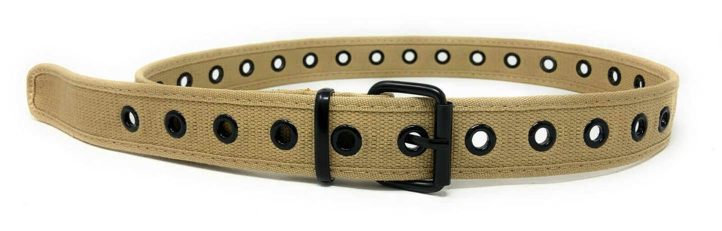Casaba Canvas Belts Stylish 1 Hole Grommet Fabric Military Mens Women Unisex-Black-Small (30"- 32")-